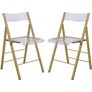 LeisureMod Menno Series Folding Chair with Stainless Steel Frame, Set of 2 - 1 of 4