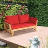 Tangkula Adjustable Patio Sofa Daybed Acacia Wood Furniture w/ Red Cushions - 4 of 4