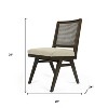 HomeRoots Set of Two Dark Brown And Gray Wood Cane And Upholstery Dining Side Chairs - 3 of 4