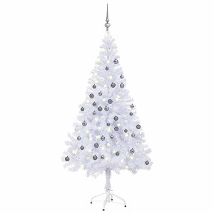 Aghana Digitals 47.2" Snowy White Pre-lit Christmas Tree with 230 Branches, LED Lights, Peak & Ball - 1 of 4