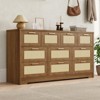 10 Drawer Dresser for Bedroom, 59'' Rattan Dresser TV Stand for 55, 65, 70 TVs, Boho Chest of Drawers with Large Tabletop & Gold Handles - 4 of 4