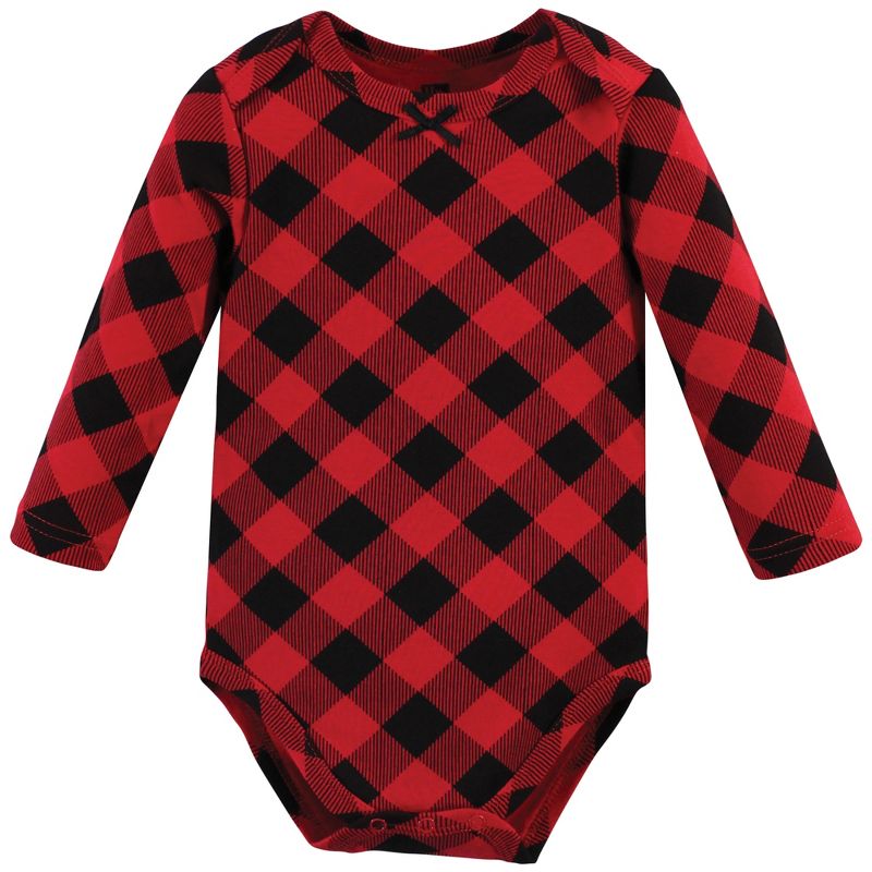 Hudson Baby Infant Girls Cotton Long-Sleeve Bodysuits, Christmas Gift 3-Pack, 4 of 6