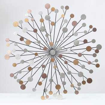 LuxenHome Silver, Black, and Gold Iron Metal Round Abstract Wall Decor