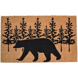 HomeRoots 18" X 30" Brown and Black Coir Bear Outdoor Fall Door Mat - 1 of 4