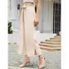 Womens Shirred Paperbag-Waist Pants High Waisted Pants with Pockets Side Slit Wide Leg Pants Waist Tie Knot Palazzo Trousers - 4 of 4