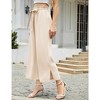 Womens Shirred Paperbag-Waist Pants High Waisted Pants with Pockets Side Slit Wide Leg Pants Waist Tie Knot Palazzo Trousers - image 4 of 4