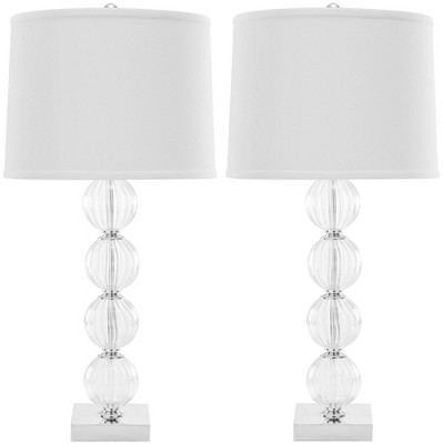 (Set of 2) 31" Amanda Crystal Glass Globe Lamp Clear (Includes CFL Light Bulb) - Safavieh