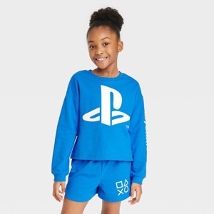 Girls' PlayStation Dreamy Fleece Sweatshirt - Light Blue - 1 of 3