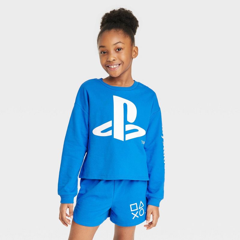 Girls&#39; PlayStation Dreamy Fleece Sweatshirt - Light Blue, 1 of 4