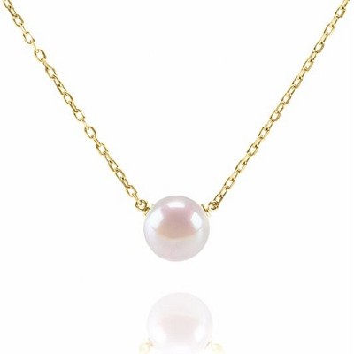 Attop Handpicked Freshwater Cultured Single Pearl Necklace Pendant Gold Necklaces