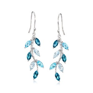 Ross-Simons 3.90 ct. t.w. Tonal Blue Topaz Vine Drop Earrings in Sterling Silver - 1 of 3