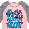 Girls' - Marvel - Captain America My Shield Valentine Shirt Tail Raglan Graphic T-shirt - 2 of 3