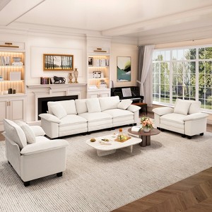 Captiva Designs Cloud Modular 5PC Sectional Sofa Set, Deep Seat Couch for Living Room, Corduroy & Chenille Fabric - 1 of 4