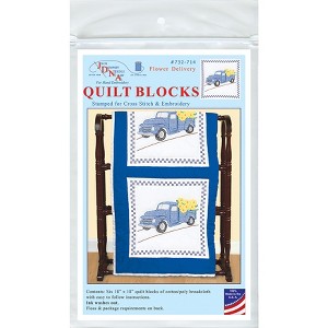 Jack Dempsey Stamped White Quilt Blocks 18"X18" 6/Pkg-Flower Delivery - 1 of 3