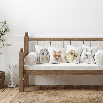 Adorable Forest Animals Hipster Glasses Decorative Pillow Set