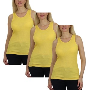 Galaxy By Harvic Women's Loose Fit Ribbed Tank Top-3 Pack - 1 of 4