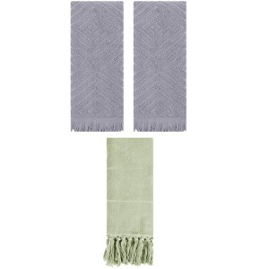 REGALWOVEN 3 Packs Cotton Soft and Absorbent Bathroom Turkish Hand Towels with tassel - 1 of 4