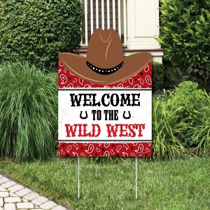 Big Dot of Happiness Western Hoedown - Party Decorations - Wild West Cowboy Party Welcome Yard Sign - 1 of 4