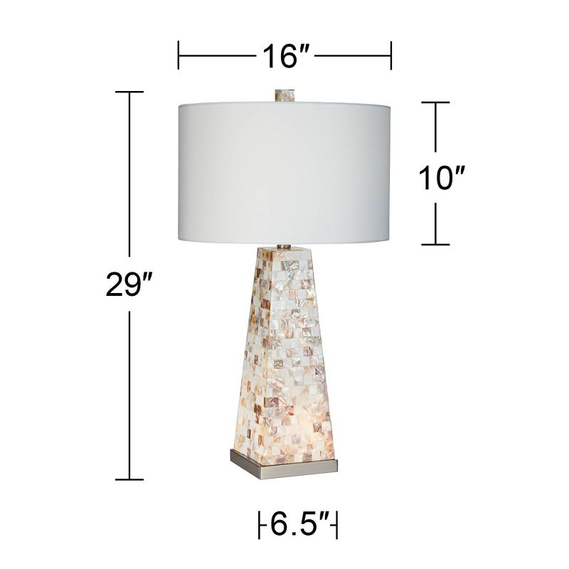 Possini Euro Design Coastal Table Lamps 29" Tall Set of 2 with Nightlight Mother of Pearl Handmade White Drum Shade for Bedroom (Color May Vary), 4 of 10