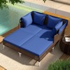 Tangkula Outdoor Daybed w/ Retractable Canopy PE Wicker Rattan Patio Double Chaise Lounger - 2 of 4