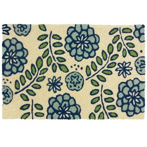 Jellybean Blue Marigolds – Beautiful Indoor/Outdoor Rug with Floral Design, Durable, Fade-Resistant & Washable - 1 of 4
