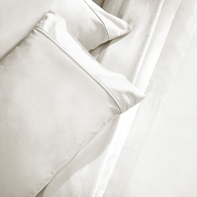 White Cotton Sateen Standard/Queen Pillowcase Set