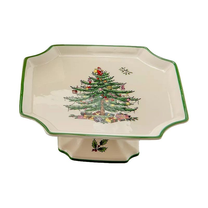 Spode Christmas Tree 6.5 Inch Footed Square Cake Plate, 3 of 5