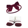Hudson Baby Infant Girl Headband and Socks Giftset, Burgundy Pink Teal, One Size - 4 of 4