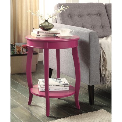 Okak 18"W Round Coffee Table with 1 Layer of Storage Sofa Couch Table for Small Spaces, Purple