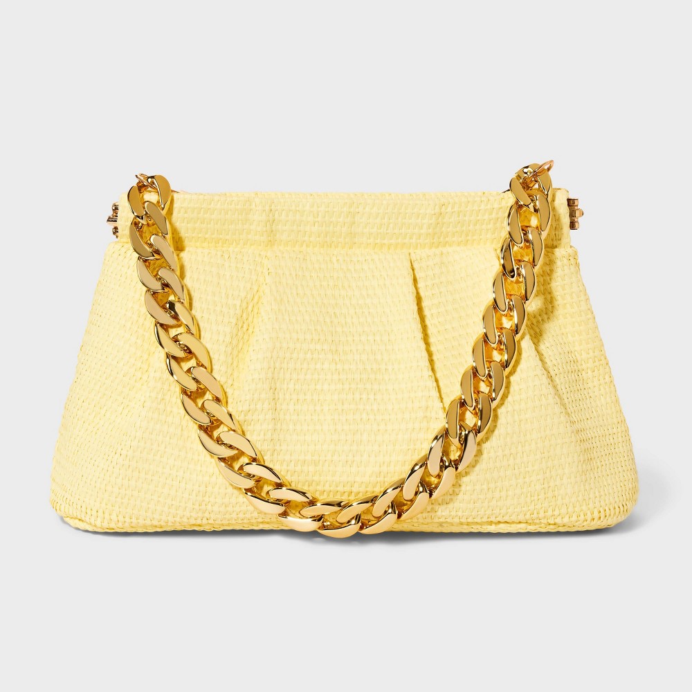Photos - Travel Accessory Straw Facile Frame Clutch - A New Day™ Yellow
