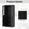 SpassWay Modern Wooden Decorative Combination Storage Cabinet With Four Doors Versatile for Entryway Living Room Hallway Black/Natural Wood - 4 of 4