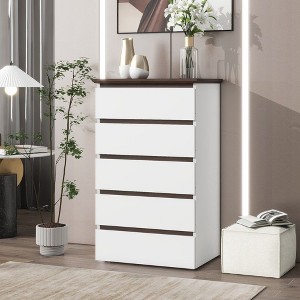 CAVINAS White Dresser for Bedroom, Mid Century Modern Dresser with Drawers for Kids Room,Living Room,Entry and Hallway,5 Drawers/6 Drawers - 1 of 4