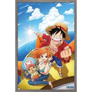 Trends International One Piece: Fishman Island - Luffy, Nami, Tony Tony Chopper Framed Wall Poster Prints - 1 of 4