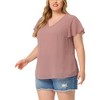 Agnes Orinda Women's Plus Size Swiss Dot V-Neck Tops with Flutter Sleeves - 2 of 4