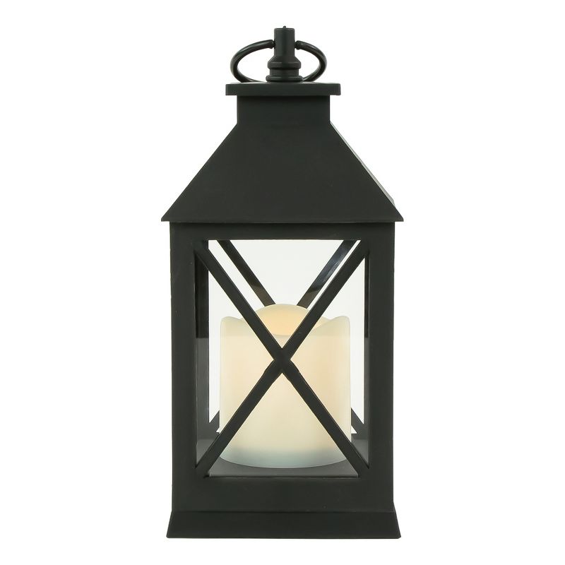 Northlight 9" LED Battery Operated Black Lantern with Flameless Candle, 2 of 5