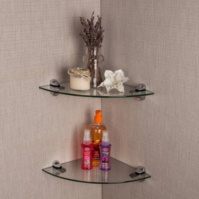Sleek White Tempered Glass Floating Wall Shelf, 12"x14"