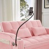 CAVINAS Versatile Foldable Sofa Bed in 3 Lengths, Modern Loveseat Sofa with Usb Port/Ashtray/Swivel Phone Stand, Velvet Pull-Out Bed - 3 of 4