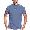 Men's Short Sleeve Henley Polo Shirt with Contrast-Trim - 4 of 4