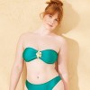 Women's High Shine Center Front Hibiscus Detail Bandeau Bikini Top - Wild Fable™ Teal Green - 4 of 4