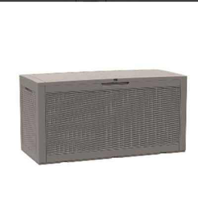 Dolonm 100 Gallon Deck Box, Outdoor Storage Box,Waterproof Resin Storage Bin with Lockable Lid,KD design,Easy to clean & assemble,Black