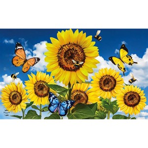 Briarwood Lane Doormat 30x18 Indoor Outdoor Sunflowers and Bees Summer For Summer Doormat - 1 of 4