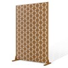 TOAOTBNBO Metal Privacy Screen with Stand, Decorative Privacy Fence Panels with Square Pattern, Outdoor Privacy Screen for Garden, Brown - 2 of 4