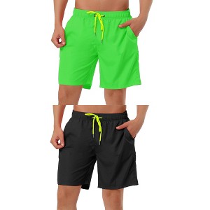 Lars Amadeus Men's Solid Color Drawstring Lightweight Swimwear Beach Board Shorts 2 Packs - 1 of 4