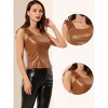 Allegra K Women's Lace Trim Party Faux Leather PU Tank Top - 2 of 4