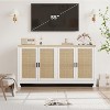 Rattan Buffet Cabinet with 4 Doors and Shelf, Sideboard Accent Cabinet for Dining Room, Living Room, Hallway - 4 of 4