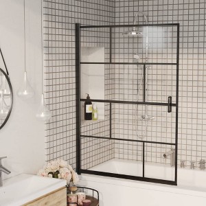 vidaXL Shower Enclosure ESG 39.4"x55.1" Black - 1 of 4