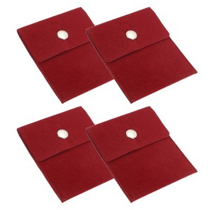 Unique Bargains Earrings Necklaces Rings Velvet Pouches Snap Button Portable Jewelry Storage Bag 4 Pcs - 1 of 4