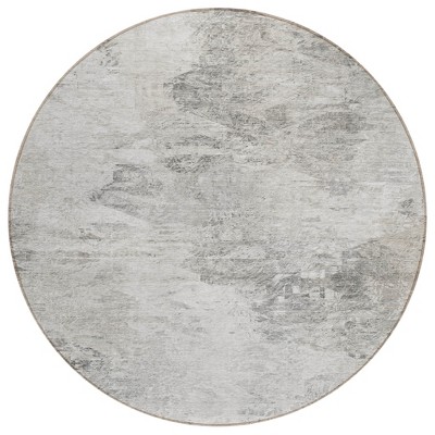 Silver Gray And Ivory Abstract Washable Indoor Outdoor Area Rug
