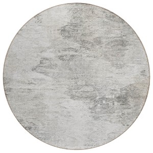 Silver Gray And Ivory Abstract Washable Indoor Outdoor Area Rug - 1 of 4