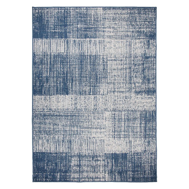 World Rug Gallery Contemporary Distressed Boxes Weather Resistant Reversible Indoor/Outdoor Area Rug, 1 of 11